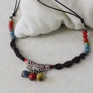 HANDMADE CERAMIC BEADS BOHO ROPE NECKLACE