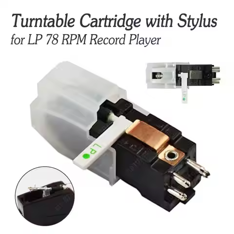 Black Turntable Cartridge Sapphire Dual Needles Stereo Pickup Head Wear-Resistant Replacement for LP