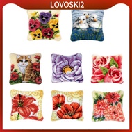 [LovoskiacMY] Latch Hook Kits Pillow Case Cushion Cover Making Kit 17x17" - Colorful Flowers