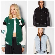 [New] Ready Oversize Loose Logo Varsity Patch Faux Leather Jacket Bomber Baseball Black green Blue J