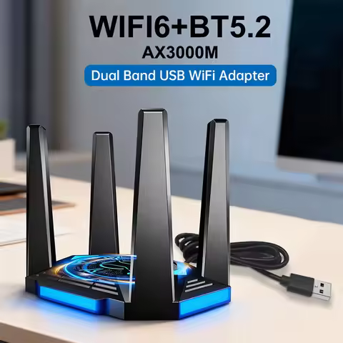 WALRAM WiFi 6E USB Adapter 3000Mbps BT 5.2 Dual Band 2.4Ghz 5.8GHZ WIFI6e USB 3.0 Network Card Recei