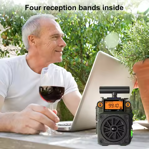 HRD-777 Portable Radio AM/SW/FM Full-Band Emergency Pocket Radios & Hi-Fi Bluetooth Speaker External