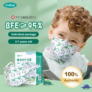 Cofoe Kids 3Ply Medical-Surgical Duckbill Face Mask Breathable Face Shield 3D Dinosaur Cartoon Facemask-Disposable Protective Face Cover for Kid and Children Skin-Friendly Anti-virus Mask 3 Layer Individual Packing Baby Masks