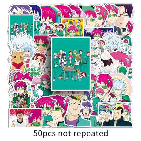 50PCS Saiki Kusuo Stickers Manga Anime Waterproof Decoration Water Cup Luggage Computer Handbag Stic
