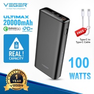 VEGER W2032C 20000mah PD 100W Fast Charger Type-C USB-C Laptop Computer Power Banks Battery Pack