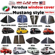 2pc Perodua Proton Mustang 5D Side Louver rear Triangle Window Cover protector Alza Wira Myvi Axia I