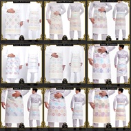 (Sampin Nikah) Sampin Tenun 3D Putih & Cream exclusive (Free Gift)