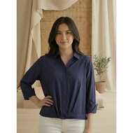 Daisy by Voir Malaysia (Blouse) Women Navy Blue Nylon Blouse
