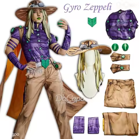 JJBA Gyro Zeppeli Cosplay 2D Manga Style Costumes Wig Hat Julius Caesar Halloween Mens Clothing JO S