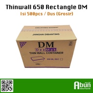 promo termurah grosir! thinwall dm 650 ml rectangle 500pcs original