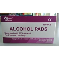 alcohol pads saturated with 75% alcohol