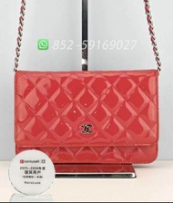 🔥特價99新✨全港最平 ‼🌈CHANEL Classic Quilted Wallet On Chain WOC AP0250-Y04059-NM373 Red 紅色 鏈條錢包💖可手拎  可斜跨 可單