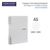 KOKUYO WCN-CTN3850C Twin Ring Notebook A5 Silver (Grid) KOKUYO WCN-CTN3850C Buku Nota Cincin Berkemb