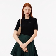 Lacoste Mens Zip Neck Rib Knit Polo Shirt 470 - Lifestyle ( Black / Globe / Buoy ) - AF2572