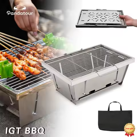 Pandatour 304 IGT 1unit Grill Stainless Steel Outdoor Camping Picnic Tourist Tabletop Cooking Foldin