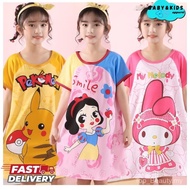 Baju Tidur Kanak-Kanak Perempuan Labuh Kelawar Pyjamas Kartun Short Sleeves Children Fabric Shirt   