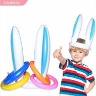 ZHOMKI89 Inflatable Bunny Ears, PVC Bunny Ears Shape Ring Toss Game, Fun Ring Toss Set Colorful East