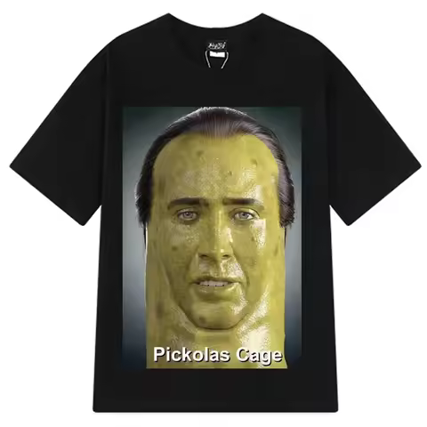 Nicolas Cage Shrek T-Shirt Men Funny Meme Picolas Cage Awesome Cotton Tees O-Neck Short Sleeve T Shi