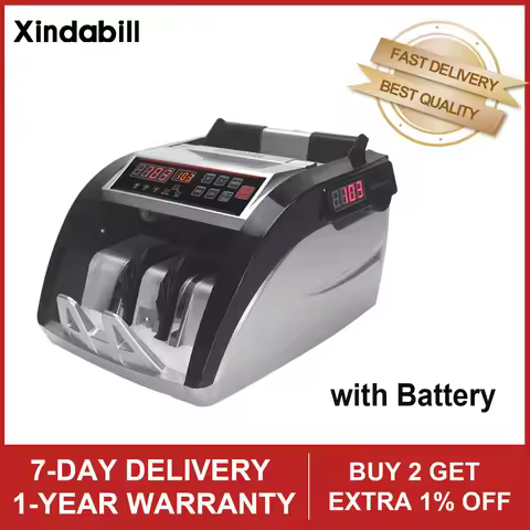 5800C Money Counting Machine Multi Currencies Rechargeable Bill Cash Bank Note Counter Detector with