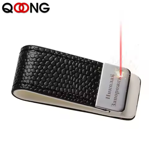 QOONG Money Clip Cash Clamp Holder Portable Leather Slim Money Clip Wallet Purse for Pocket Metal Mo