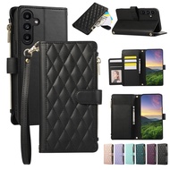 Card Case For Samsung With diagonal strap lanyard Flip Leather Cover With Cards Holder Mobile Phone 