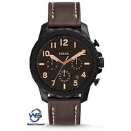 Fossil FS5601 Quartz Bowman Chronograph Analog Black Tone Stainless Steel Case Brown Leather Men's Watch