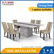 Silvia Marble Dining Set/ Marble Dining Table/ Meja Makan 6 Kerusi/ Meja Makan Marble/ Meja Makan Set