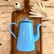 迷人藍色法國古董琺瑯壺Charming French antique enamel kettle