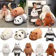 ❤We Bare Bears ❤ Cartoon We Bare Bears Lying Bear Stuffed Animal Grizzly Gray White Bear Panda Plush Toys for Children Kawaii Dolls for Kids Gifts