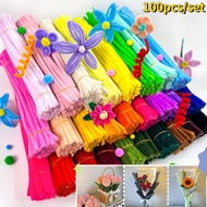 100pcs Multicolour Dense Fuzzy Wire Flower Chenille Stems Twist Stick Pipe Cleaner craft  Materials 