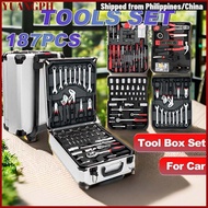 YUANGPH 187Pcs Tools Set, Trolley Box Type Carbon Steel Tool Box Set, Portable Wheeled Trolley Profe