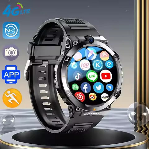 2025 New 4G LTE Smartwatch Men, 1.39" HD Dual Camera SIM Card WIFI Google Play APP Download NFC Door