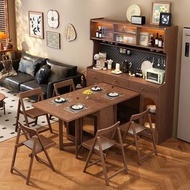 🐚折疊餐桌Folding dining table  實木  餐邊櫃一體  家用 小戶型  靠墻 伸縮  移動 多功能  桌子#餐桌#餐邊櫃#折疊