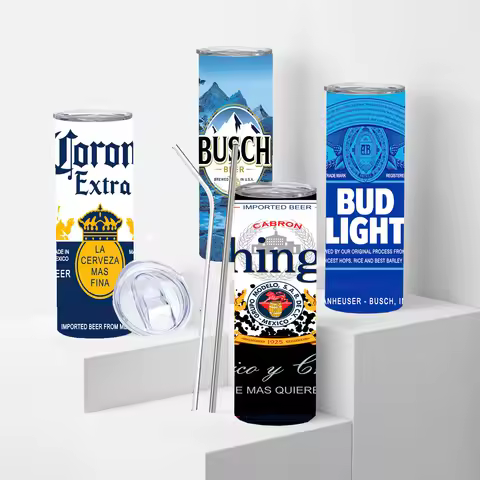 20oz Creative Corona Light Beer Can Modelo Stainless Steel Skinny Tumblers Vacuum Cup With Lid straw