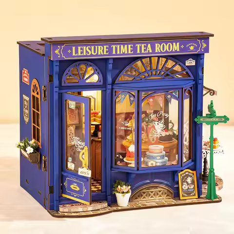 Rolife DIY Miniature Dollhouse Kit Leisure Time Tea RoomCrafts Hobbies Amazing Gift for Women Childr
