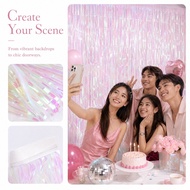 1Pcs Rainbow Rain Curtain, Milky White & Transparent Multi-Color, 1x2m & 1x3m, for Birthday Party, W