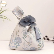 LOLLIPOP1 Tassel Knot Wrist Bag, Orchid Flower Make Up Pouch Chinese Style Handbag, Elegant Printing