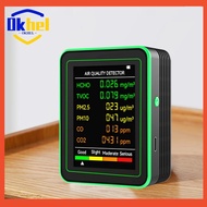 [Okhello.my] 6 In 1 Air Quality Monitor Accurate PM2.5 PM10 HCHO TVOC CO2 CO Detector