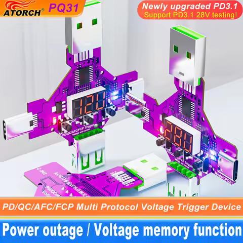 ATORCH 2 IN 1 PD3.1 28V Fast Protocol Charge Trigger Decoy Voltmeter Qualcomm QC PD 5V 9V 12V 15V 20