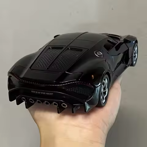 1:24 Bugatti La Voiture Noire Supercar Alloy Diecast Metal Model Car Sound & Light Pull Back Collect