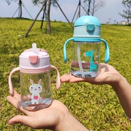 Baby Water Bottle Learning Cup Non-spill Training Cup Leak-Proof Fee With Gravity Ball Straw Handle Bottle 300ml