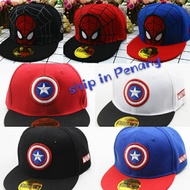 Cap001 Kids Cap Kids Boy Cap 3-15year Cap Captain America Cap Spiderman Hat Kids Hat Topi Kanak-kana