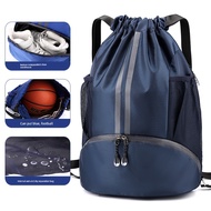 Beg bahu sukan beg sekolah budak lelaki Backpack Dry Wet Separation Drawstring Men Portable Basketba