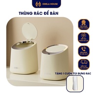 Thùng rác mini để bàn sọt rác mini nhấn nắp mở màu trắng kem thiết kế sang trọng chất liệu ABS cao c