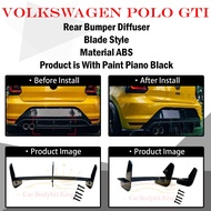 VOLKSWAGEN POLO 2014-2018 GTI MAXTON STYLE REAR BUMPER DIFFUSER LIP WITH PLATE BLACK -MATERIAL ABS B