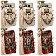 Google Pixel 7 Pro Cover Case Luxury Crown A-Z Letters 2D Flat Pattern Soft Phone Case GP4BC GE2AE G