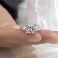MessiJewelry Customized Jewelry Princess Square Cut Lab Grown Diamond 3CT D VS1 18K White Gold Ring 