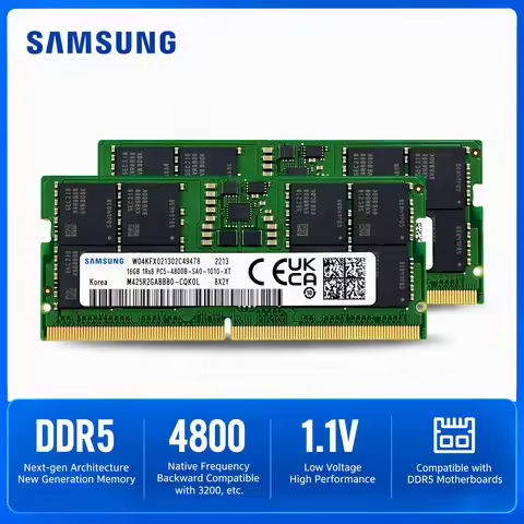 2PCS SAMSUNG DDR5 SODIMM RAM 8GB 16GB 32GB 4800MHz 5600MHz Notebook RAM Memory Module PC5-34800 1.1V