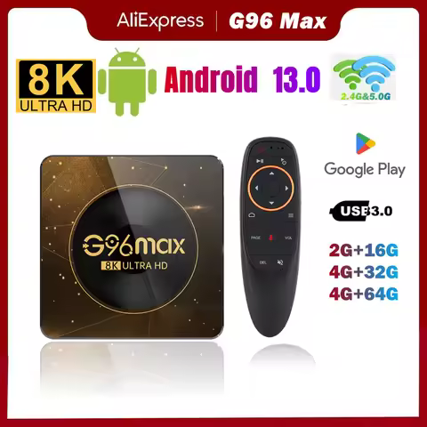 2024 Android 13 G96 MAX A13 Cortex-A53 Smart TV Box 4G 64GB 32G 8K Dual Wifi 2.4G 5G BT 8.0 Media Pl