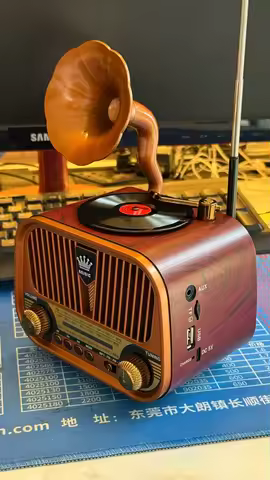 Retro Bluetooth Radio MD-1319BT - Vintage Gramophone Style Speaker, Bluetooth V5.4,FM/AM/SW Tuning,M